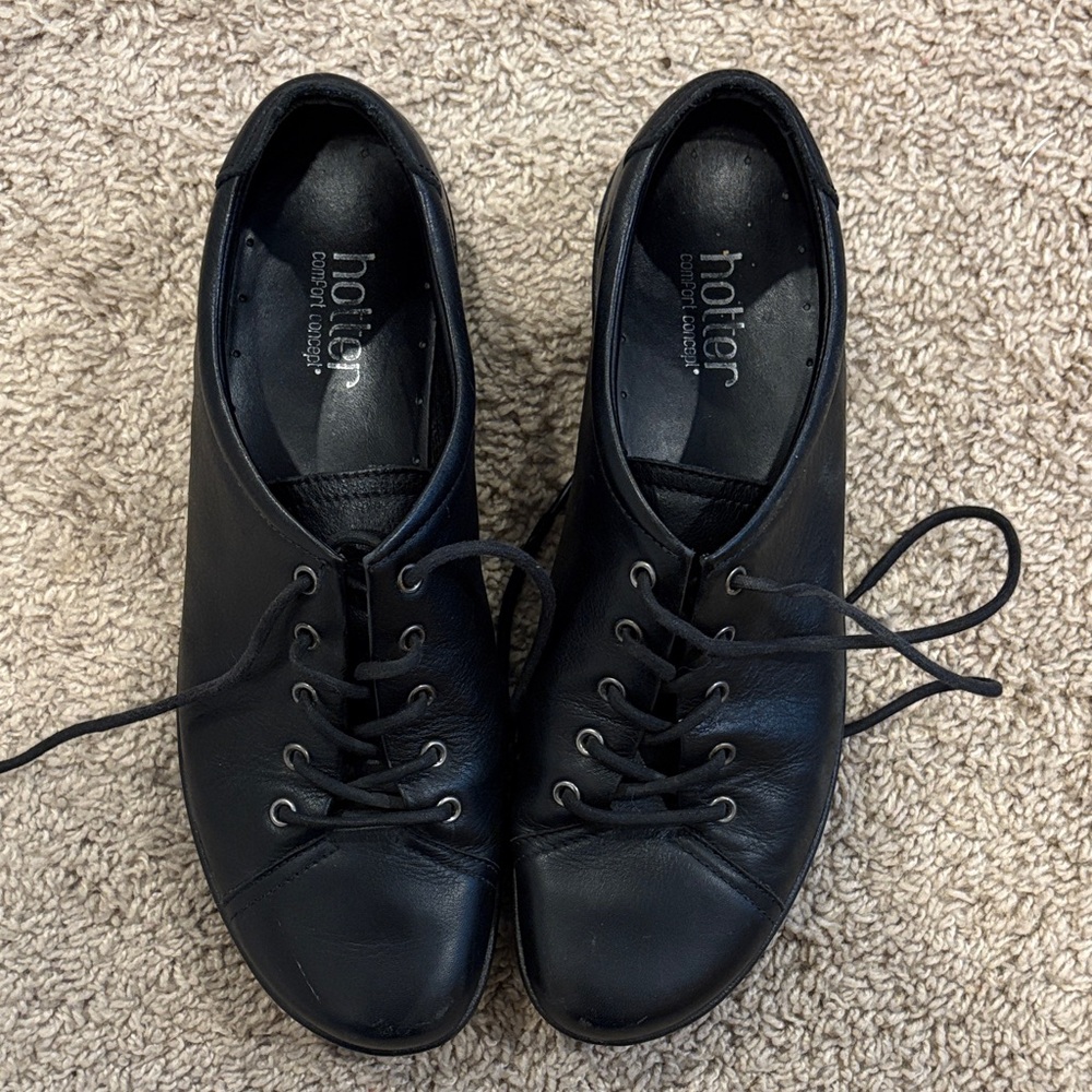 Hotter Comfort Classic Black Leather Shoes